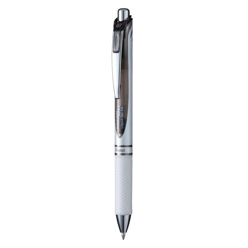 Electro48 เพนเทล ปากกาหมึกเจลแบบกด รุ่น Energel BL77PW-AX ขนาด 0.7 มม. ด้ามมุก หมึกเจลสีดำ