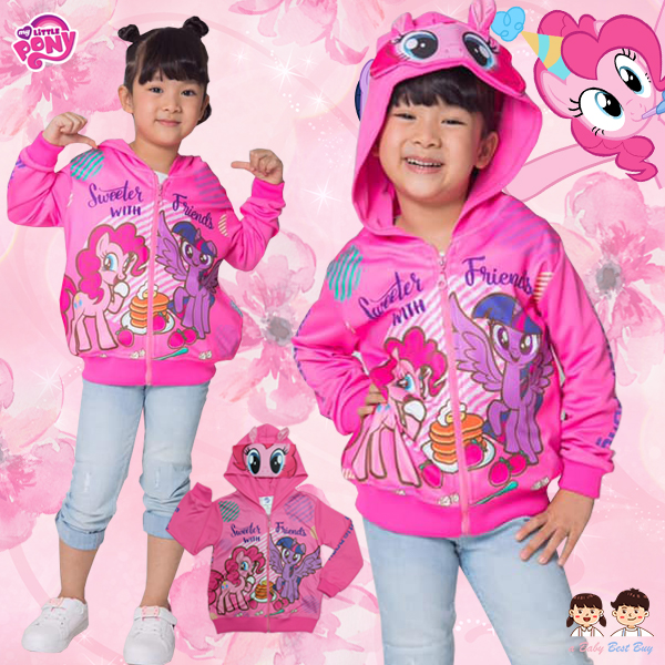 Jacket for girl My Little Pony เสื้อแจ็คเก็ต เสื้อกันหนาว เด็กผู้หญิง ลายมายลิตเติ้ลโพนี่ รูดซิป มีหมวก(ฮู้ด) ใส่คลุมกันหนาว กันแดด ใส่สบาย