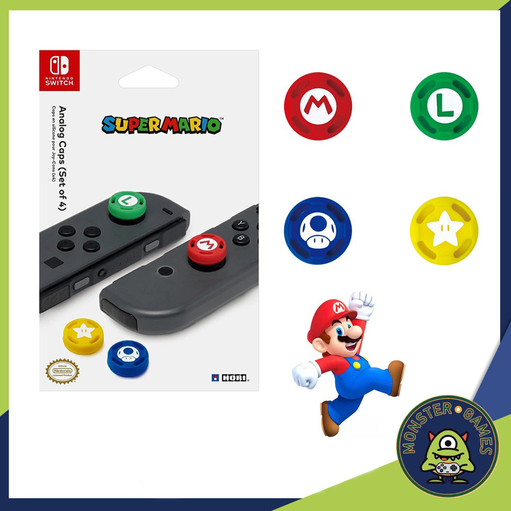 Analog Caps for Joy con Nintendo Switch ลาย Mario (Set for 4)(ที่ครอบอนาล็อก Joy-con Switch Mario)(ครอบปุ่มอนาล็อก Nintendo Switch)(จุก Switch)