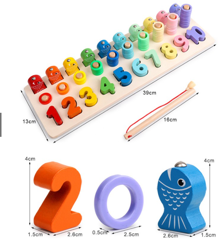 ของเล่นไม้ ของเล่นไม้ตกปลา ของเล่นตกปลา นับเลข คณิตศาสตร์ เสริมการเรียนรู้เด็ก1713
