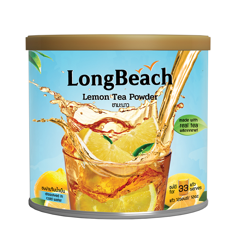 ลองบีชผงชาอเมริกัน ชามะนาว แบบกระป๋อง ขนาด 400 กรัม LongBeach American Iced Tea -  Lemon Tea Can Size 400g.