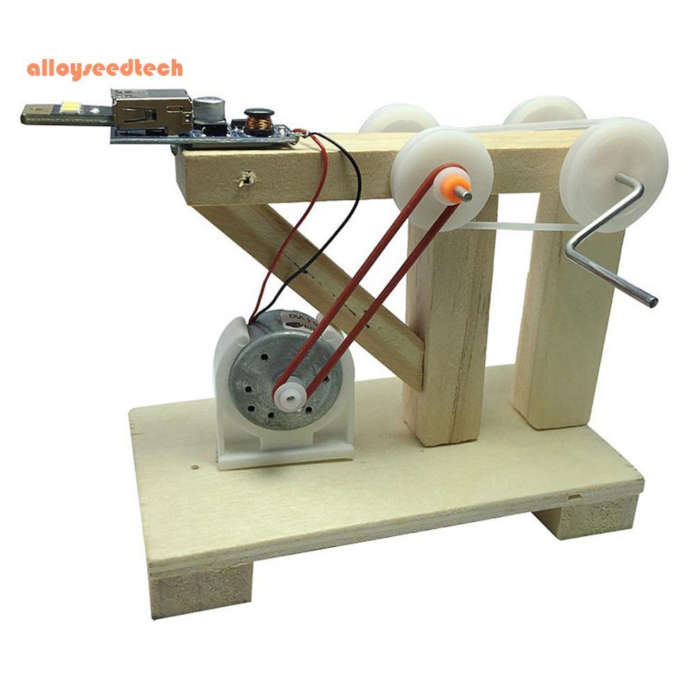 〔alloyseedtech〕DIY เครื่องกำเนิดไฟฟ้าไดนาโมรุ่นไม้การประดิษฐ์วิทยาศาสตร์การทดลอง untranslated+