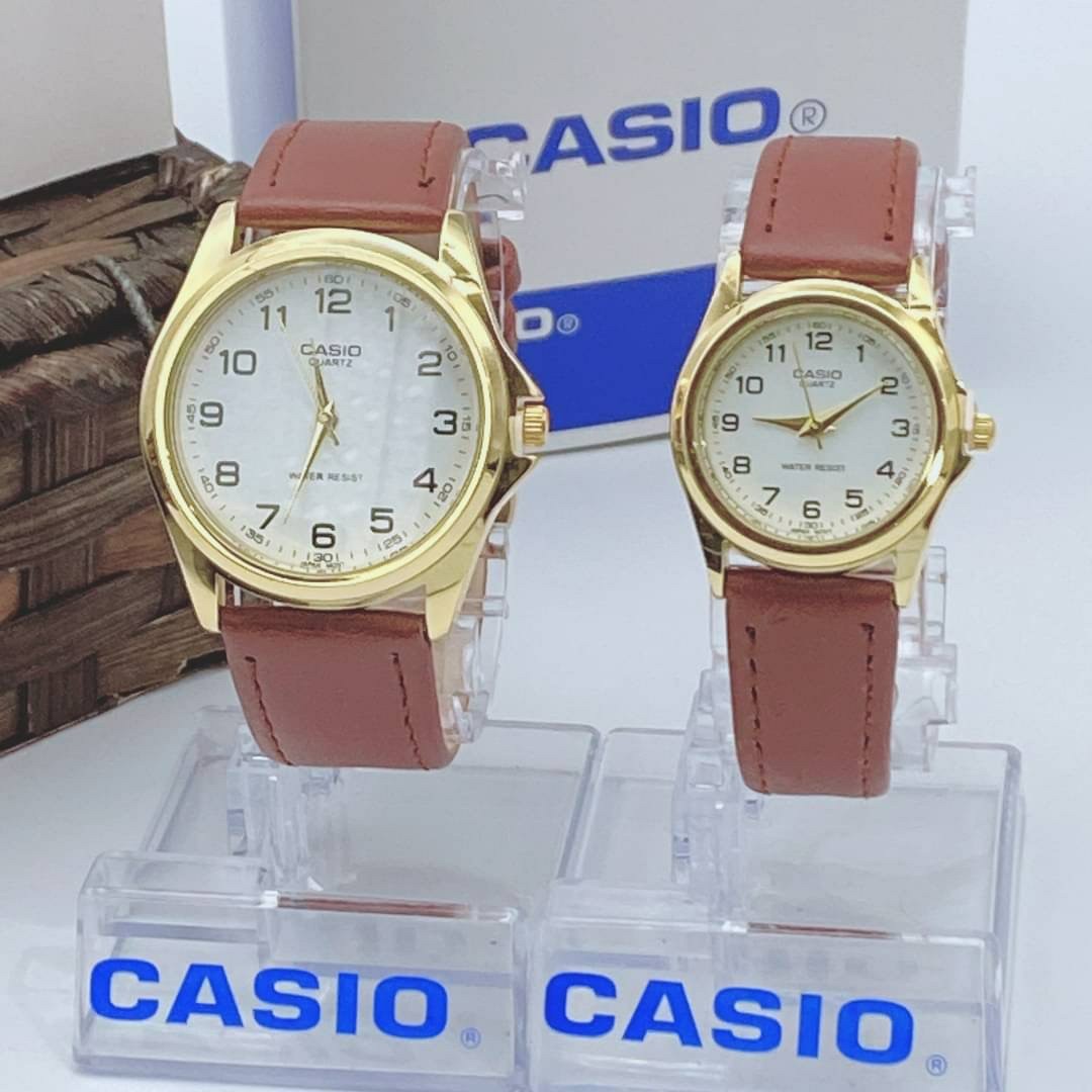 Casio นาฬิกาแฟชั่น สายหนัง สไตล์วินเทจ หน้าปัดขีด ระบบควอตซ์  《 แถมฟรี !! กล่องคาสิโอ 》 hpz