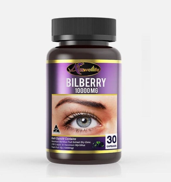 Auswelllife Bilberry ออสเวลล์ไลฟ์ บิลเบอร์รี่ 10000 mg. อาหารเสริมบำรุงสายตาเกรดพรีเมี่ยม (บรรจุ 30 แคปซูล ทานได้ 1 เดือน)