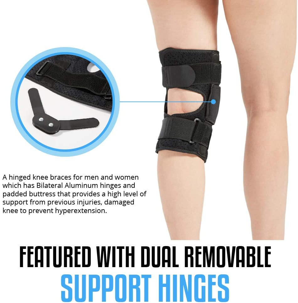 Hinged Knee Brace for Men and Women, Knee Support for Swollen ACL, Tendon,  Ligament and Meniscus Injuries (Medium)