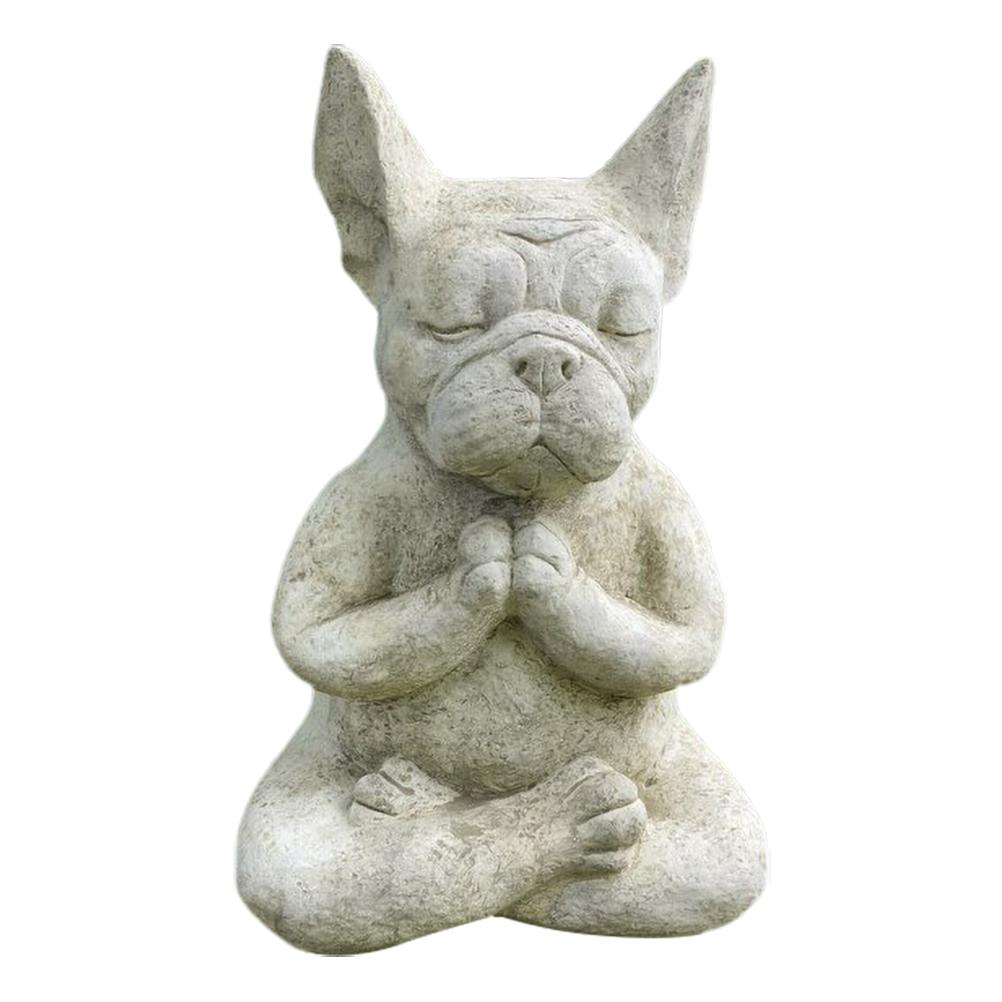 Meditation Bulldog Statue Resin Dog Sculpture Animal Yoga Statue for Office Home Decor Warm