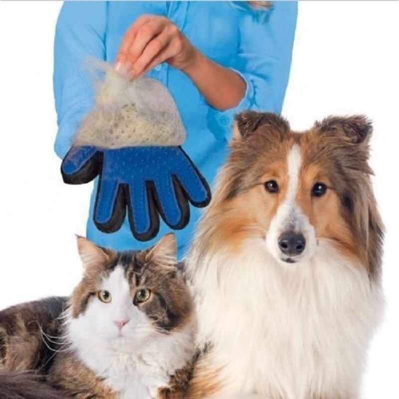 Boqi Factory ถุงมือแปรงขน. กำจัดขนสัตว์เลียง หวีขนหมาและขนแมวถุงมือแปรงขนแมว สุนัข True Touch Pet the hair  #000 (ไม่มีกล่องแพ็คคเกจ)