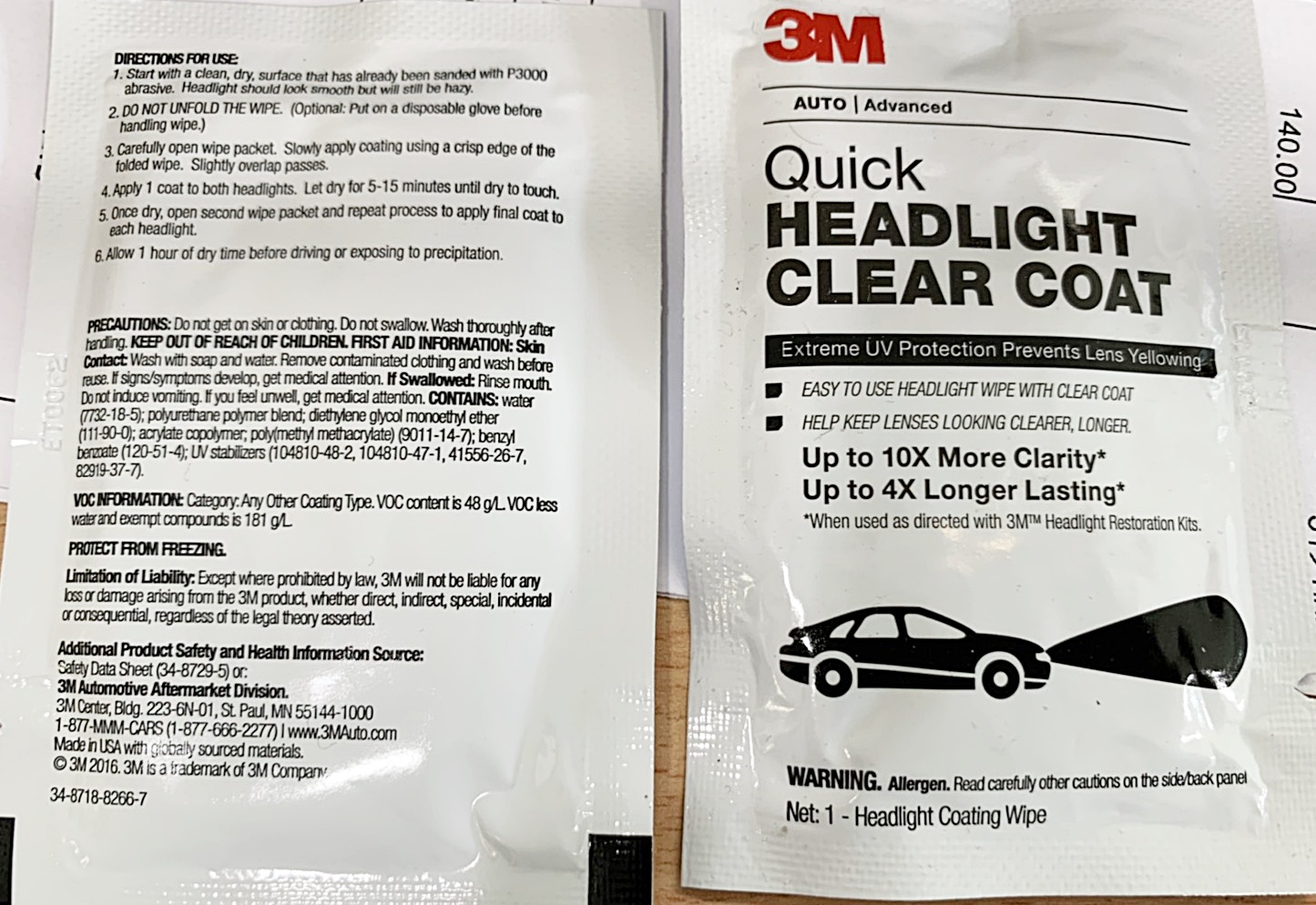 3M Quick Headlight Clear Coat Wipes (40 pack)