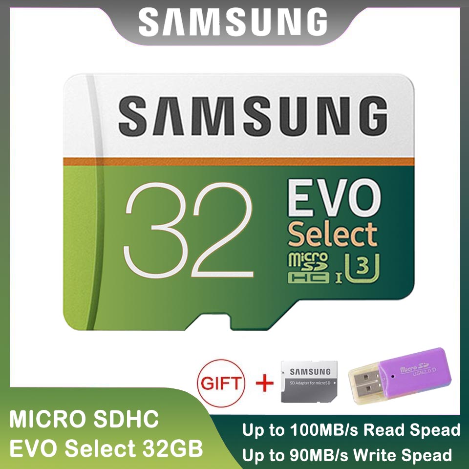 เมมโมรี่การ์ด SAMSUNG Micro SDHC 32GB Class 10 EVO Select (U3 100MB/s.)เมมโมรี่การ์ด ความจุ32GB memory card การ์ดหน่วยความจำ