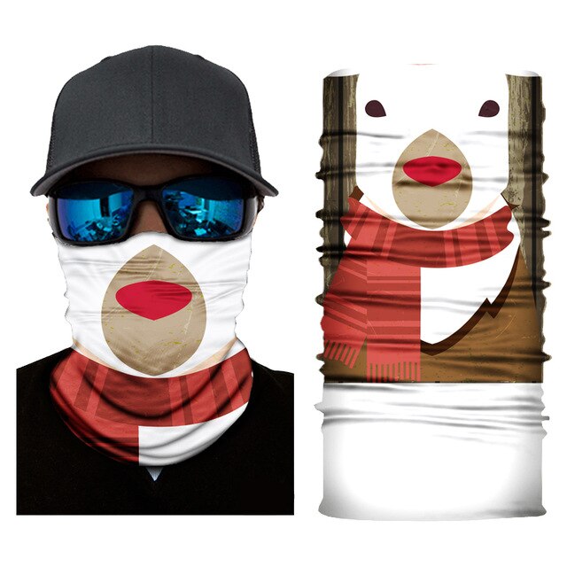 Windproof Outdoor Cycling Motorcycle Bandana Buffs Christmas 3D Seamless Face Mask Scarf Sun UV Neck Warmer Shield Men Women