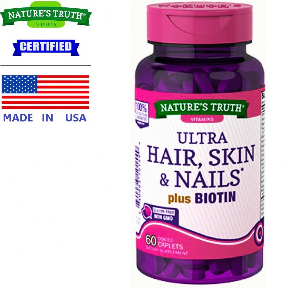 Nature’s Truth Hair Skin Nails + Biotin x 60 เม็ด เนเจอร์ ทรูทร์ วิตามิน เส้นผม ผิวหนัง เล็บ + ไบโอติน / กินร่วมกับ คอลลาเจน วิตามิน เอ บี ซี ดี อี ซิงค์ สังกะสี เอแอลเอ โคคิวเท็น กลูต้า /