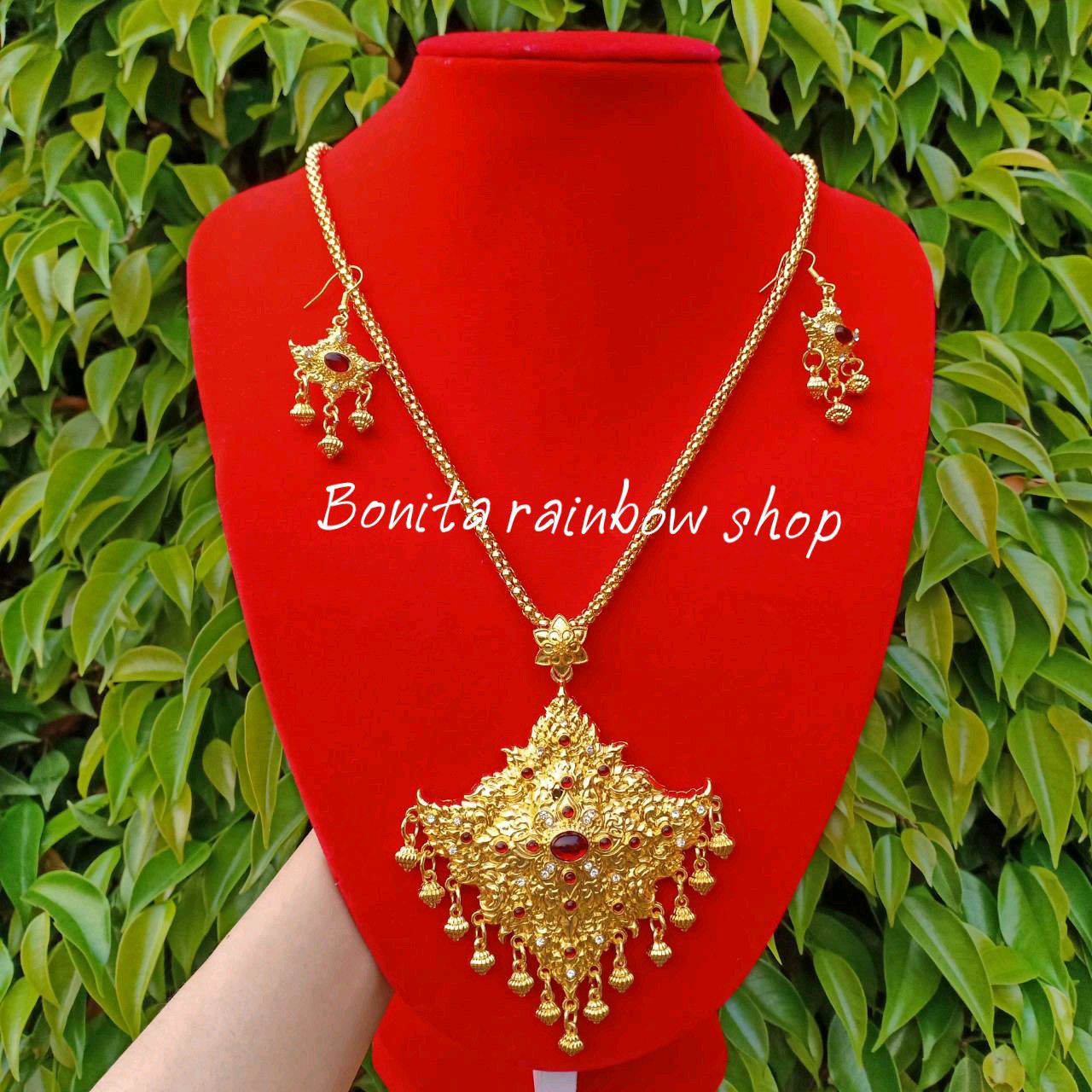 สร้อยคอแฟชั่น รหัส NLF สร้อยคอตอกลาย แบบคู่ นางรำ พื้นบ้าน พื้นเมือง ...