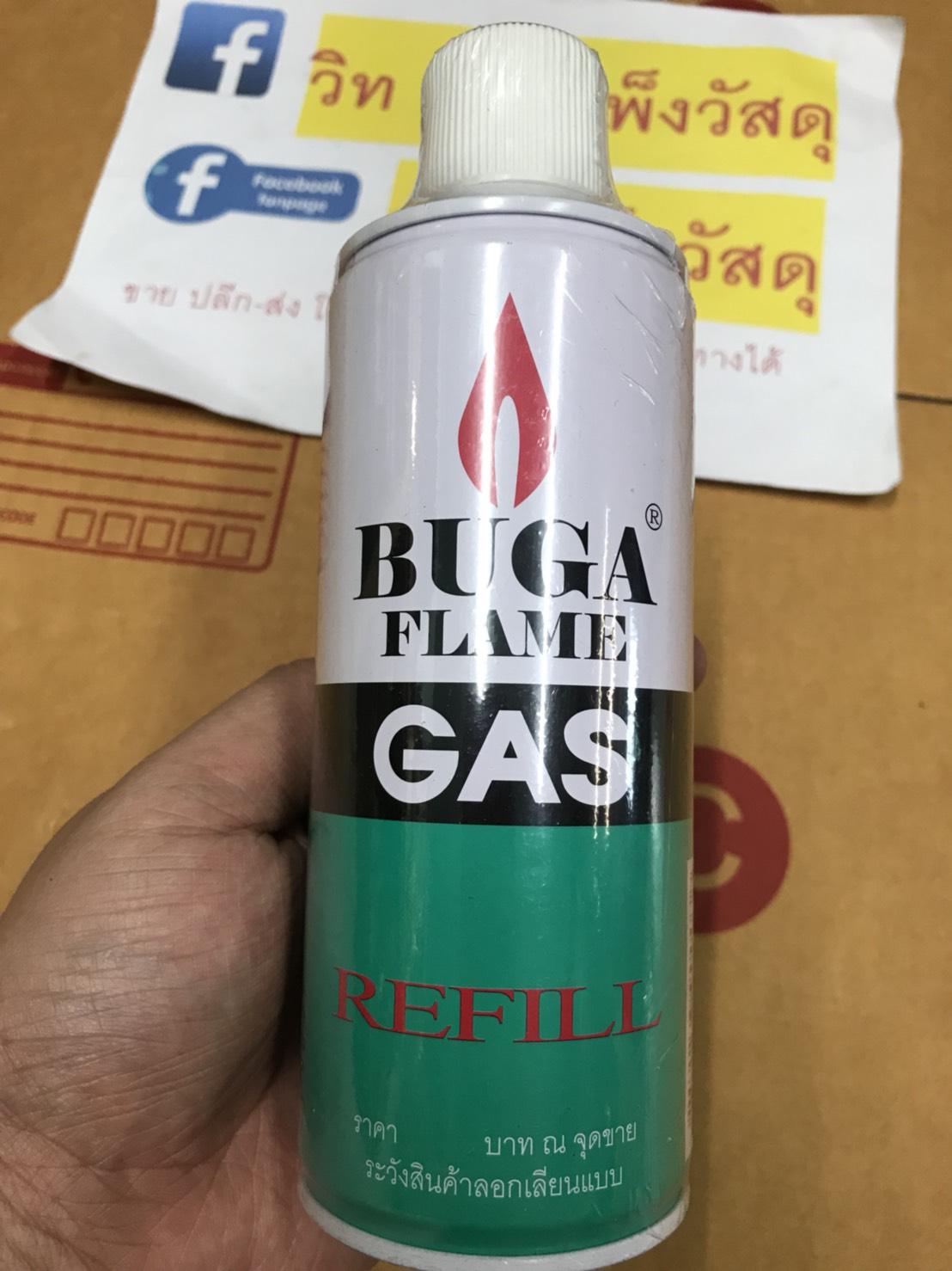 แก๊สกระป๋องใหญ่ เติมไฟแช็ค 375ml BUGA FLAME GAS(1ป๋อง)