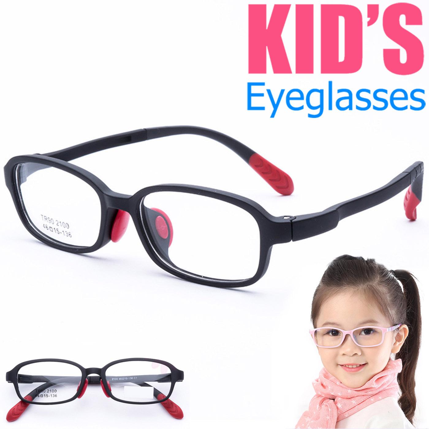 แว่นตาเกาหลีเด็ก Fashion Korea Children แว่นตาเด็ก รุ่น 2100 C-1 สีดำ กรอบแว่นตาเด็ก Square ทรงสี่เหลี่ยม Eyeglass baby frame ( สำหรับตัดเลนส์ ) วัสดุ TR-90 เบาและยืดหยุนได้สูง ขาข้อต่อ Kid eyewear Glasses