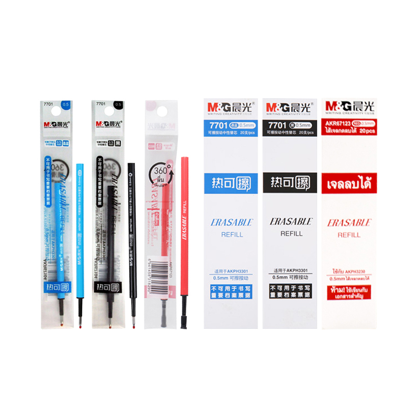 M&G ไส้ปากกาเจลกดลบได้   0.5 mm   สีน้ำเงิน,สีดำ และ สีแดง   กล่อง   20  ชิ้น    AKR67104 (7701), AKR67123C
