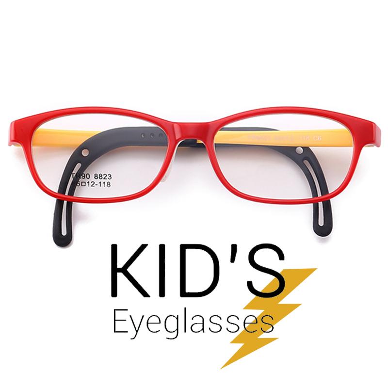 แว่นตาเกาหลีเด็ก Fashion Korea Children แว่นตาเด็ก รุ่น 8823 C-6 สีแดงขาเหลือง กรอบแว่นตาเด็ก Square ทรงสี่เหลี่ยม Eyeglass baby frame ( สำหรับตัดเลนส์ ) วัสดุ TR-90 เบาและยืดหยุนได้สูง ขาข้อต่อ Kid eyewear Glasses