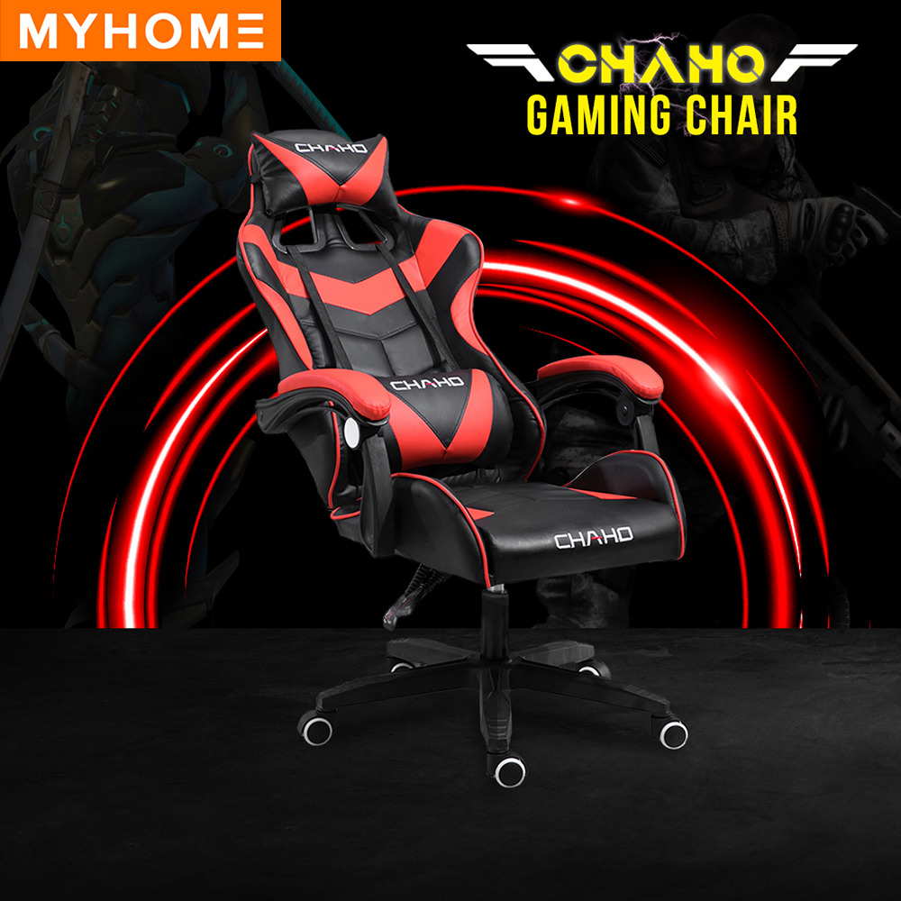 (สินค้าพร้อมจัดส่ง) MYHOME DESIGN : CHAHO เก้าอี้ เก้าอี้เล่นเกมส์  เก้าอี้ทำงาน เก้าอี้ล้อเลื่อน เก้าอี้สำนักงาน (Height Adjustable Reclining E-Sports Gaming Chair With Ergonomic Backrest and Seat Height Adjustment with Massage Pillows )