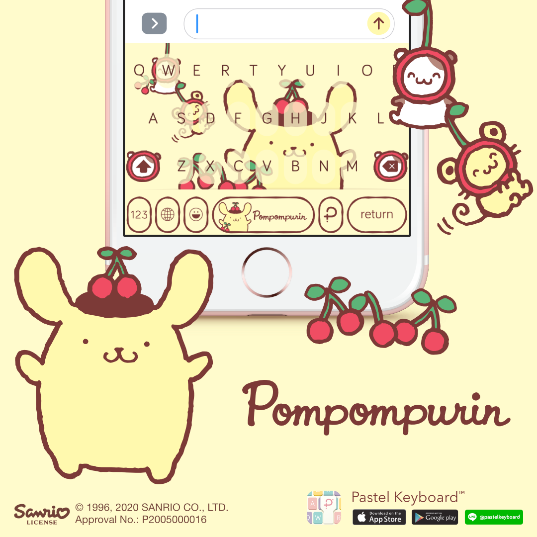 Pompompurin and Cherry Keyboard Theme⎮ Sanrio (E-Voucher) for Pastel Keyboard App
