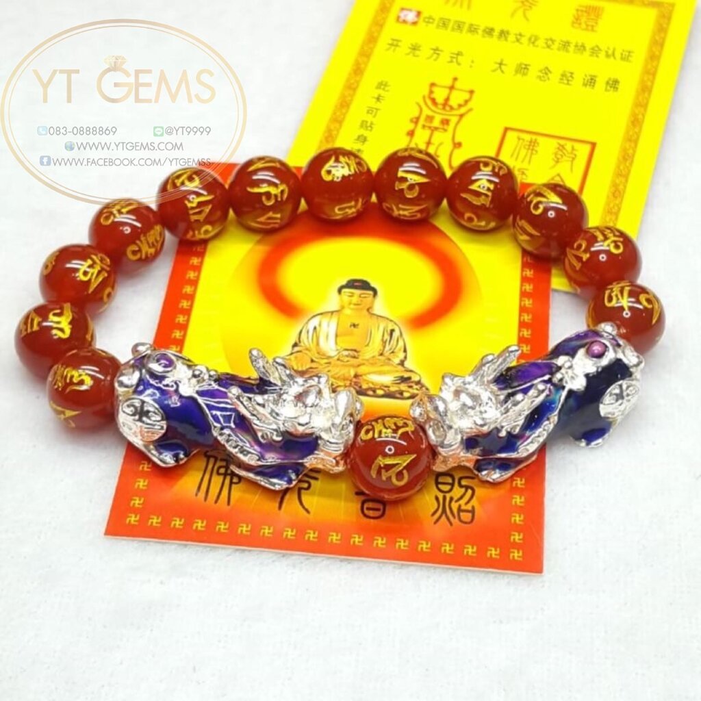 สร้อยข้อมือปี่เซียะ 5 ธาตุคู่+คาร์เนเลี่ยน YTG-4294