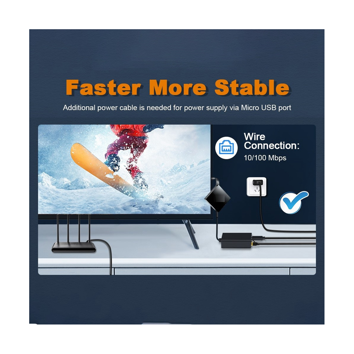 Network Card Ethernet Adapter Micro-USB to 100M Network Card for 4K Fire TV Stick Ethernet Switch Router