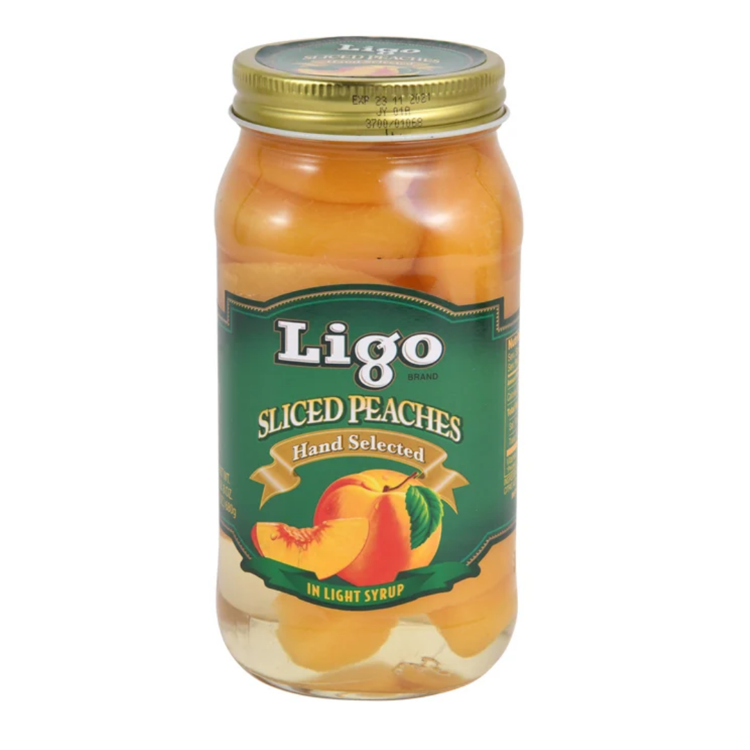 Ligo Sliced Peaches Hand Selected in Light Syrup ลิโก้ ลูกพีชสไลด์ในน้ำเชื่อม 680 กรัม ลูกพีช พีช
