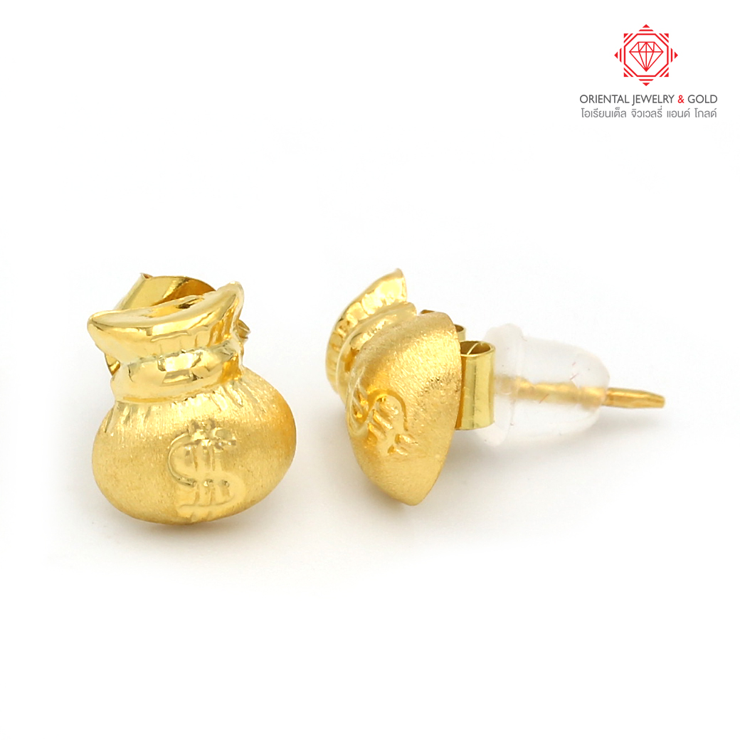 OJ GOLD ต่างหูทองแท้ 90% ถุงทอง ขายได้ จำนำได้ พร้อมใบรับประกัน ต่างหูทอง ต่างหูทองคำแท้ ต่างหู