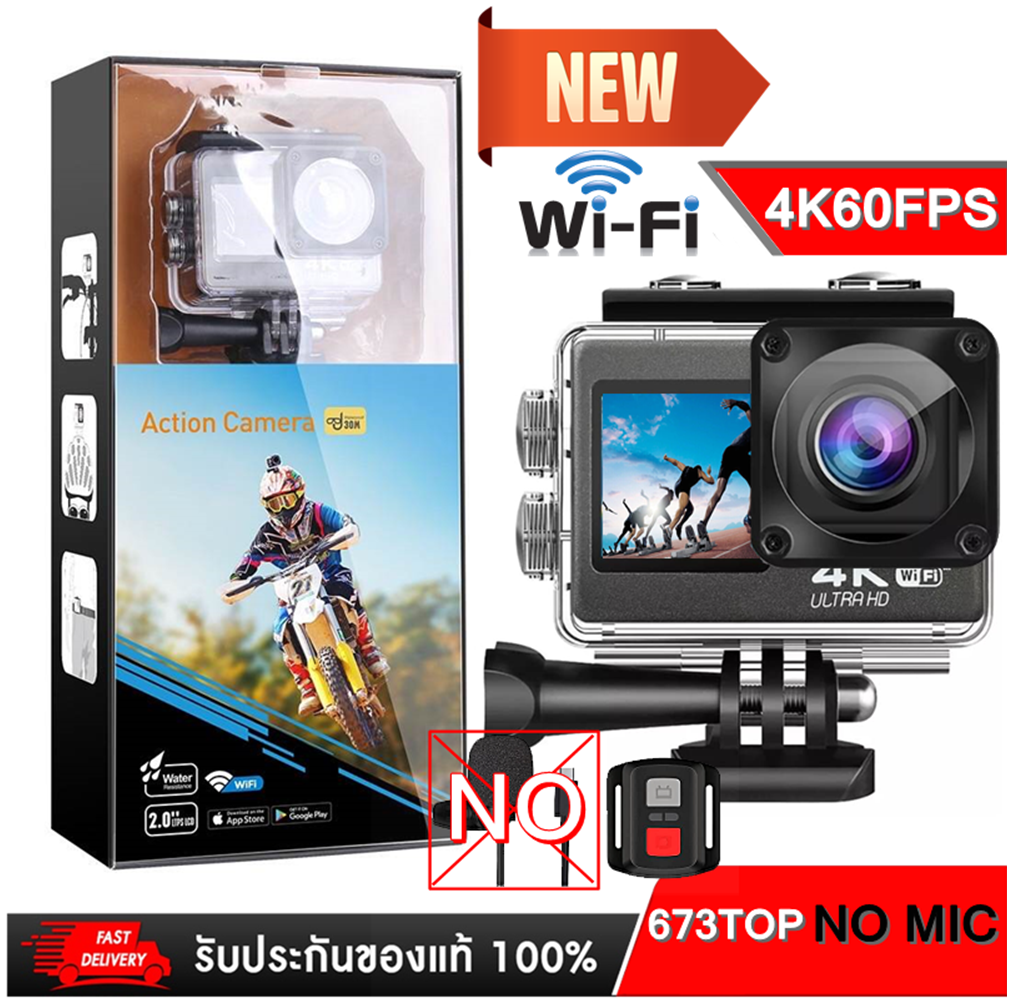 กล้อง Actionกล้อง 4K 60FPS EIS ACTION CAMERA NEW 2023 Nanotech มีระบบ