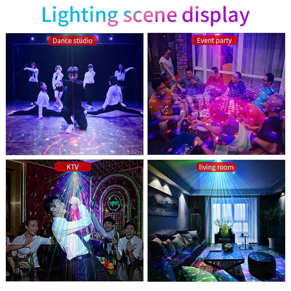 120 Patterns Sound Active Laser Stage Light LED RGB Party Disco Dance ...