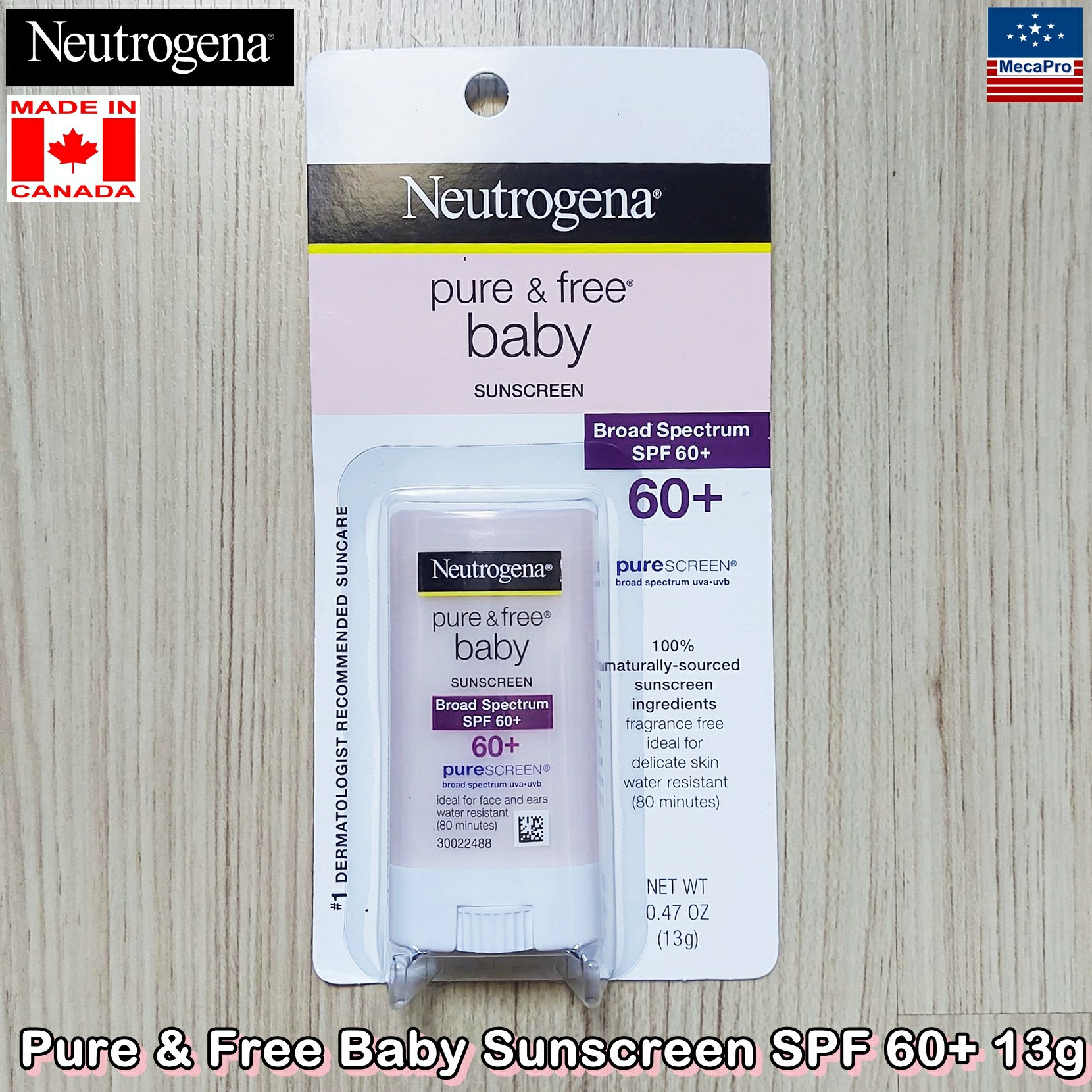 Neutrogena® Pure & Free Baby Sunscreen SPF 60+ 13g นูโทรจีนา ครีมกันแดด สำหรับเด็ก แบบแท่ง เหมาะสำหรับผิวบอบบาง