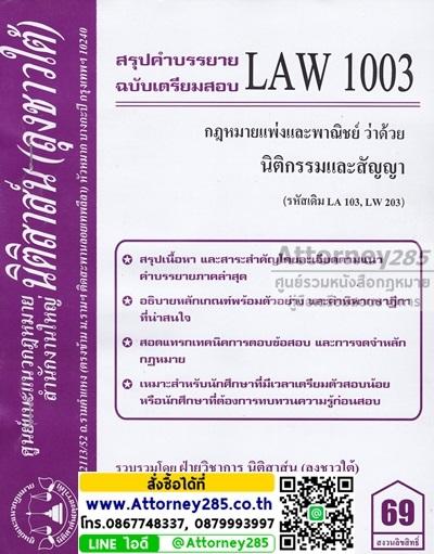 ชีทสรุป LAW 1003 กฎหมายว่าด้วย นิติกรรมและสัญญา ม.รามคำแหง (นิติสาส์น ลุงชาวใต้)