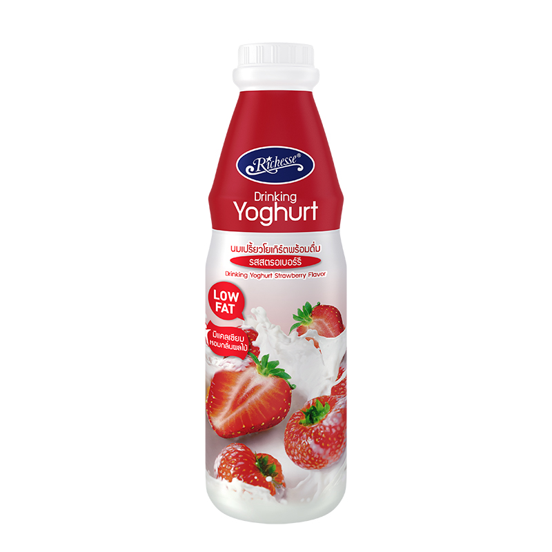 ริชเชส โยเกิร์ตนมเปรี้ยวพร้อมดื่ม รสสตรอว์เบอร์รี 800 มล./Riches yoghurt milk sour drink Strawberry flavor 800 ml.
