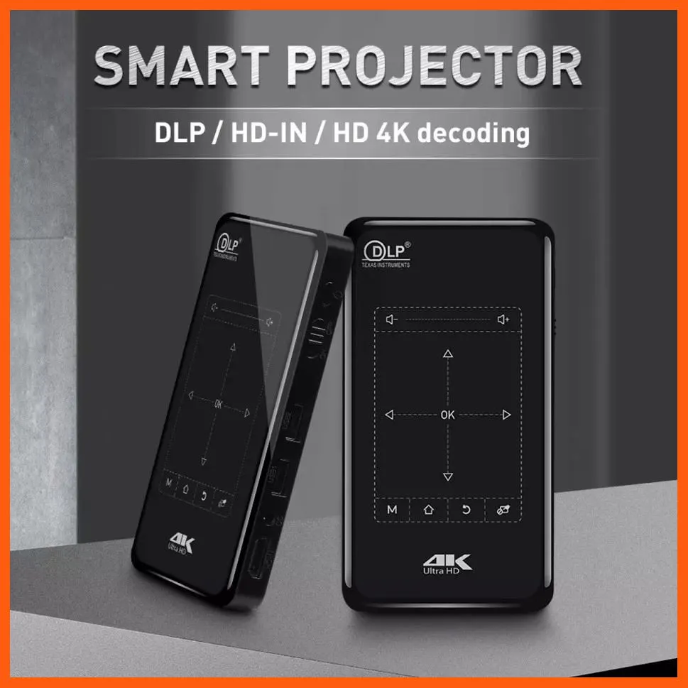 SALE Mini 4K DLP Android โปรเจคเตอร์ WIFI บลูทูธ 4.0 แบบพกพาLED Video Projector HomeสนับสนุนCinema Miracast AirPlay สื่อบันเทิงภายในบ้าน โปรเจคเตอร์ และอุปกรณ์เสริม