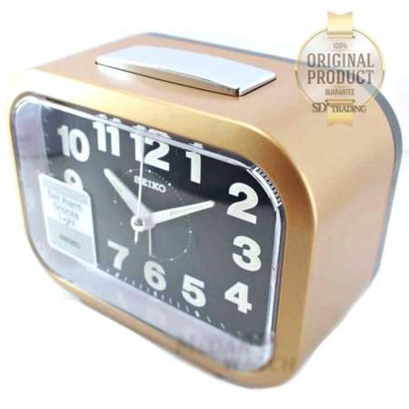 SEIKO นาฬิกาปลุก Quiet Sweep (Snooze) มีไฟ เสียงกริ่ง รุ่น QHK026G- สีทอง