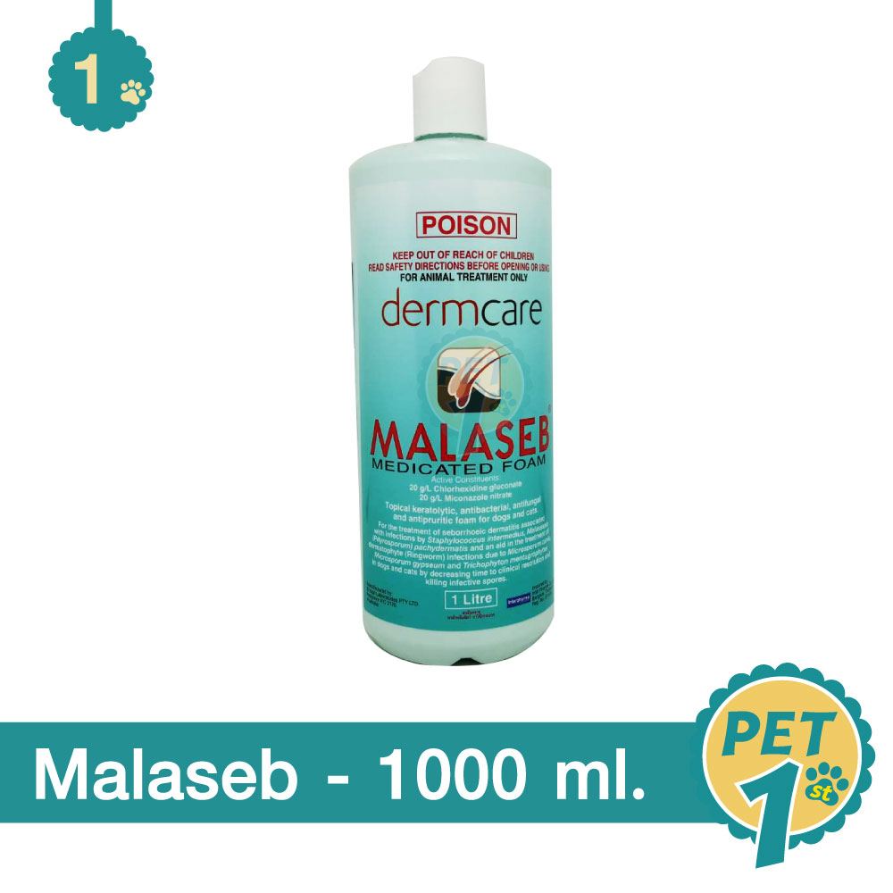 Dermcare Malaseb 1000ml เดิร์มแคร์ มาลาเซ็บ เมดิเคดเต็ด เชื้อรา ยีสต์ ผิวหนัง สำหรับสุนัขและแมว 1000ml