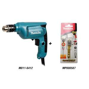 MAKITA สว่านปรับรอบ 10 มม. รุ่น 6412 - สีเขียว M011-4327+MP000416Aดอกไขควง+2X65 พร้อมปลอกแม่เหล็ก B-30483