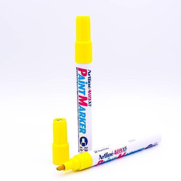 Electro48 Artline ปากกาเพ้นท์ อาร์ทไลน์ หัวตัด 2 - 4 มม. ชุด 2 ด้าม (สีเหลือง) เขียนได้ทุกพื้นผิว