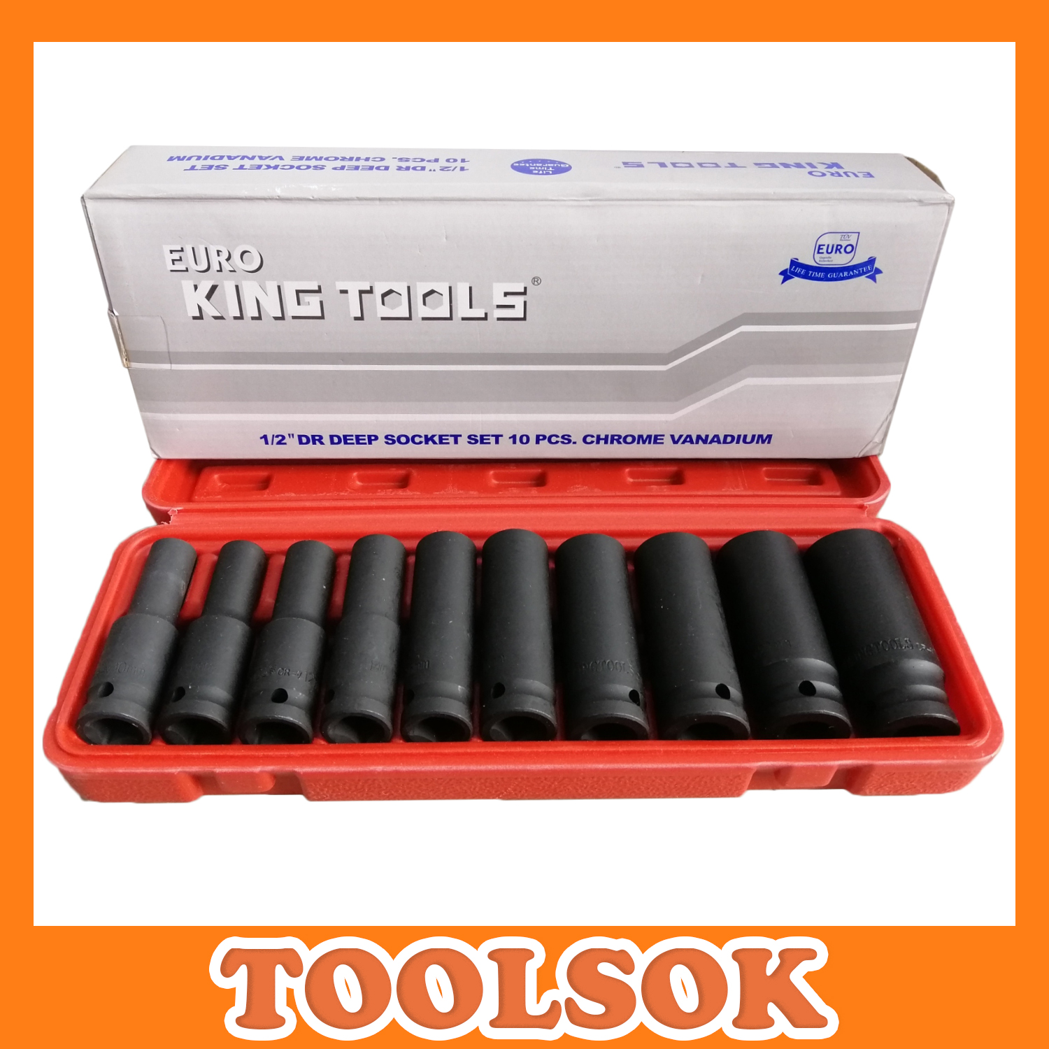 ลูกบล็อกยาวรมดำ 1/2 นิ้ว 10 ชิ้น EURO KINGTOOLS