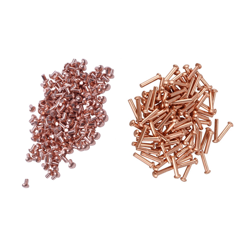 Uxcell 100-Pack 1/8 X 15/64 Inch Round Head Copper Solid Rivets – 3mm X 6mm Shank, Cold-Headed For Strength, Corrosion Resistant, Ideal For Electrical & Manufacturing