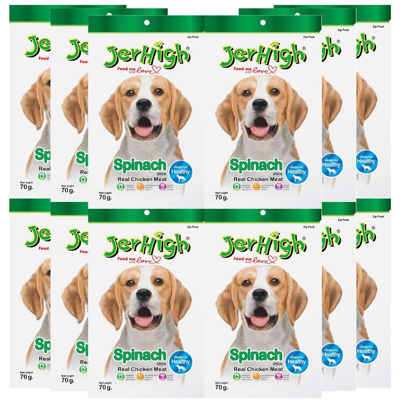 จัดส่งฟรี❃✘Jerhigh Spinach Stick [1 กล่อง-12ซอง] ขนมขบเคี้ยวสำหรับสุนัข รสผักโขม