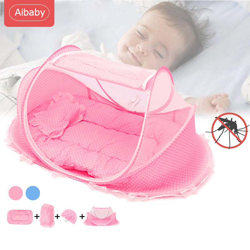 Aibaby ที่นอนเด็ก ที่นอนเด็กทารก มุ้งครอบเด็ก มุ้งเด็ก มุ้งกันยุงเด็ก เหมาะสำหรับเด็กอายุ 0-3ปี มุ้งกันยุงแบบพกพาพับเก็บได้ ยากันยุง Baby Crib Mosquito Netting Portable Foldable Sleep Bed