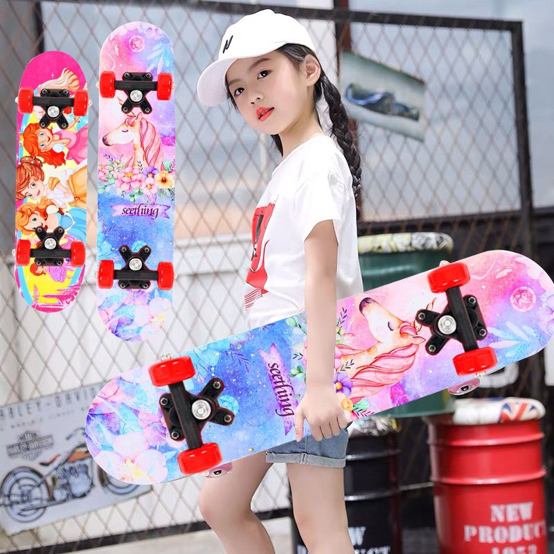 skateboard สเก็ตบอร์ดเด็ก Children Skateboard สเก็ตบอร์ด ขนาดยาว60CM สเก็ตบอร์ด 4 ล้อ สเก็ตบอร์ดแฟชั่น 3-10years--