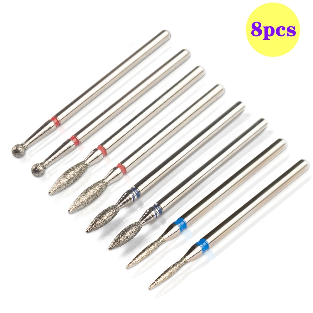 8pcs Diamond Nail Drill Bits Set Cuticle Cleaner Bit For Acrylic Nail