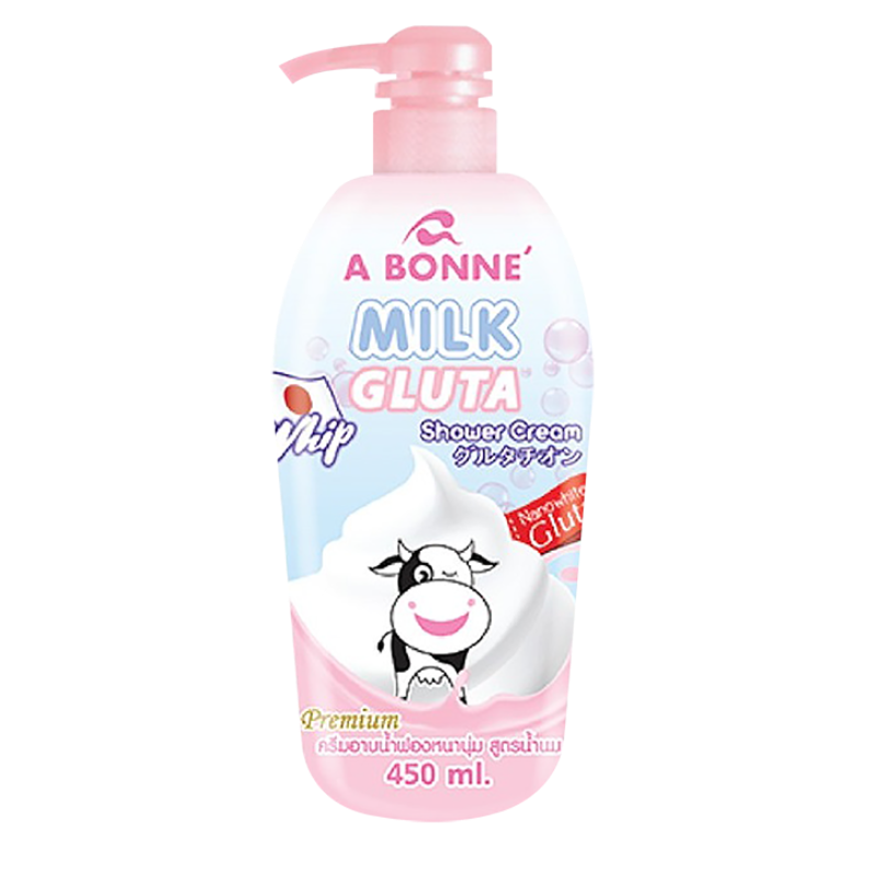 A Bonne milk gluta whip shower cream เอ บอนเน่ มิลค์ กลูต้า วิป ชาวเวอร์ ครีม [450 มล.]