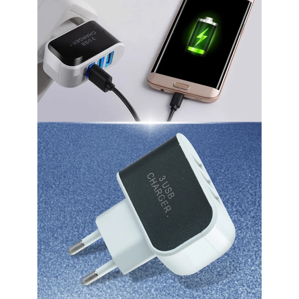 ที่ชาร์จพร้อมพอร์ท USB3.1Aที่ชาร์จไฟโทรศัพท์มือถือและอุปกรณ์อิเล็กโทรนิกส์ต่างๆ มาพร้อมพอร์ท USB 3 พอร์ทชาร์จไฟได้รวดเร็ว ใช้งานง่ายและสะดวกสบายเหมาะสำหรับชาร์จไฟโทรศีพท์มือถือ, กล้องดิจิตอล, เครื่องเล่น MP3 iPhone iPad