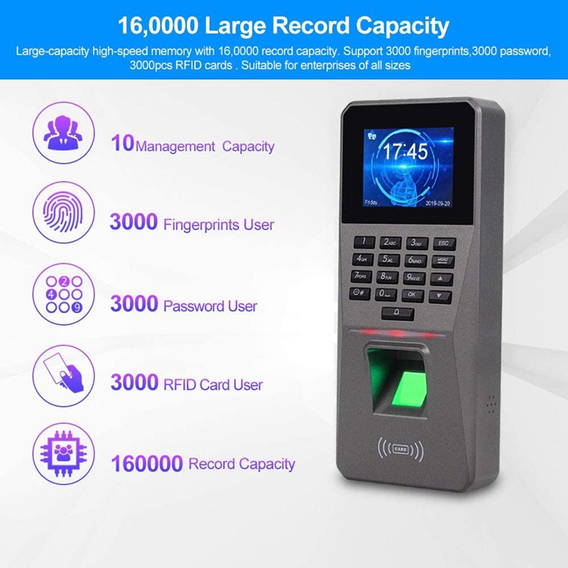 2.4Inch TCP/IP/USB Biometric RFID Keypad Fingerprint Access Control ...
