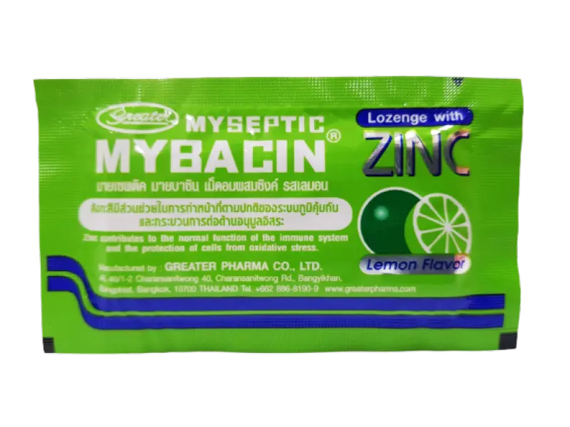 ภาพสินค้าพร้อมส่ง Myseptic Mybacin Zinc มายเซพติค มายบาซิน เม็ดอมผสมซิงค์ มี 2 รสให้เลือก รสส้มและรสเลมอน ผสมสังกะสี 1ซอง/10เม็ด จากร้าน หมอยาพาฝัน บน Lazada ภาพที่ 3