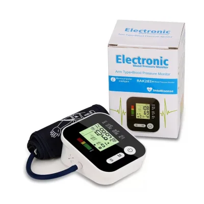 Bangkok life Arm Blood Pressure Monitor LCD Heart Beat Home Sphgmomanometer, White