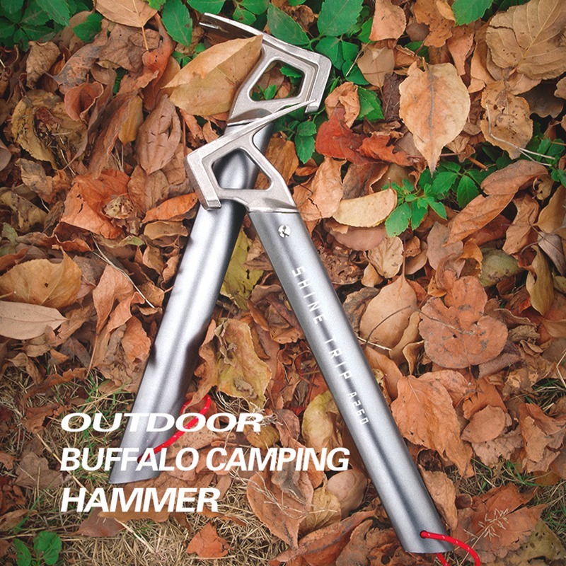 ShineTrip Outdoor Camping Tent Hammer Stainless Steel Tent Nail Puller Hammer Tent Peg Tool for Mountaineering Hiking Climbing