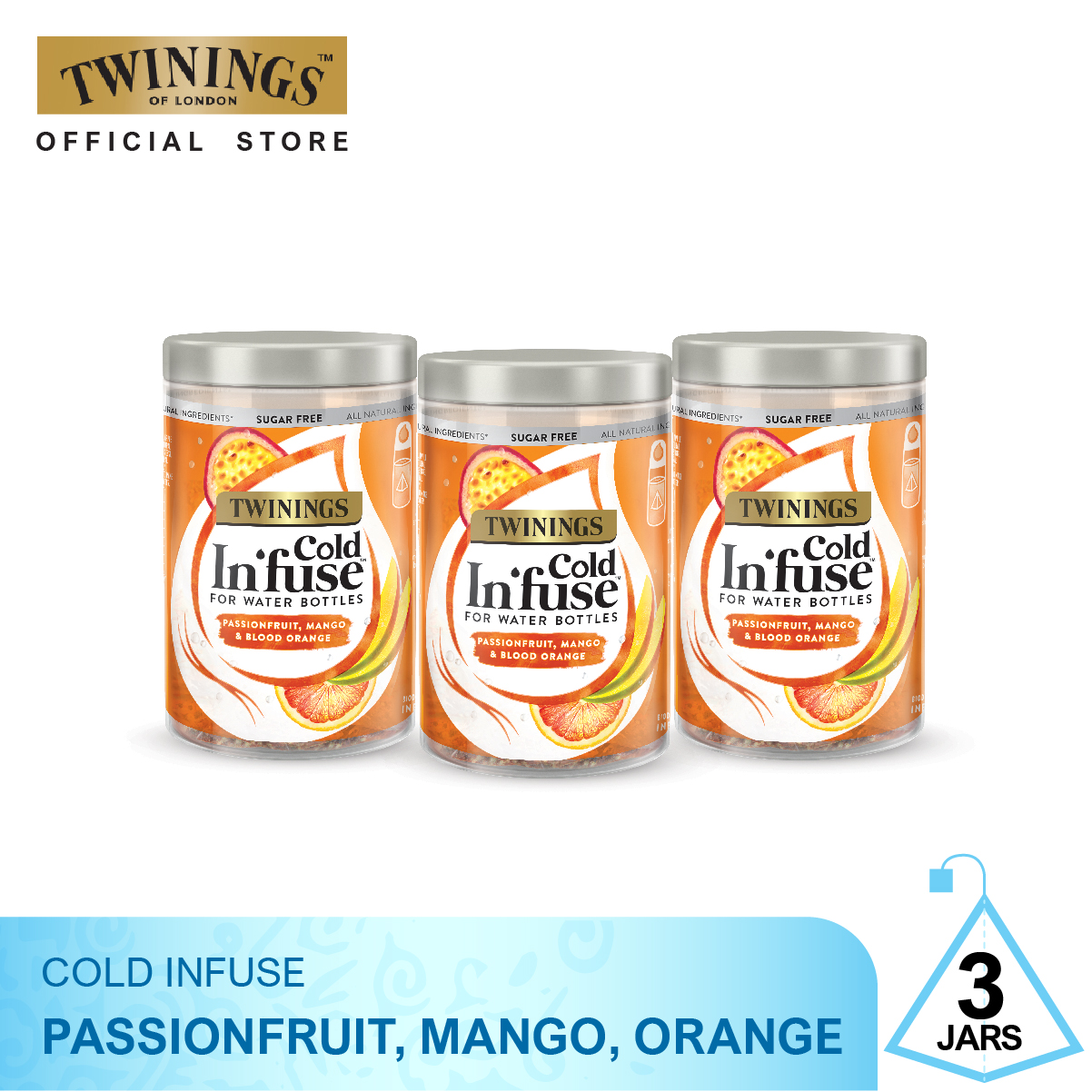 [3 ขวด] ทไวนิงส์ โคลด์ อินฟิว แพชชั่นฟรุ๊ต มะม่วง และ ส้ม Twinings Cold Infuse Passionfruit Mango and Blood Orange