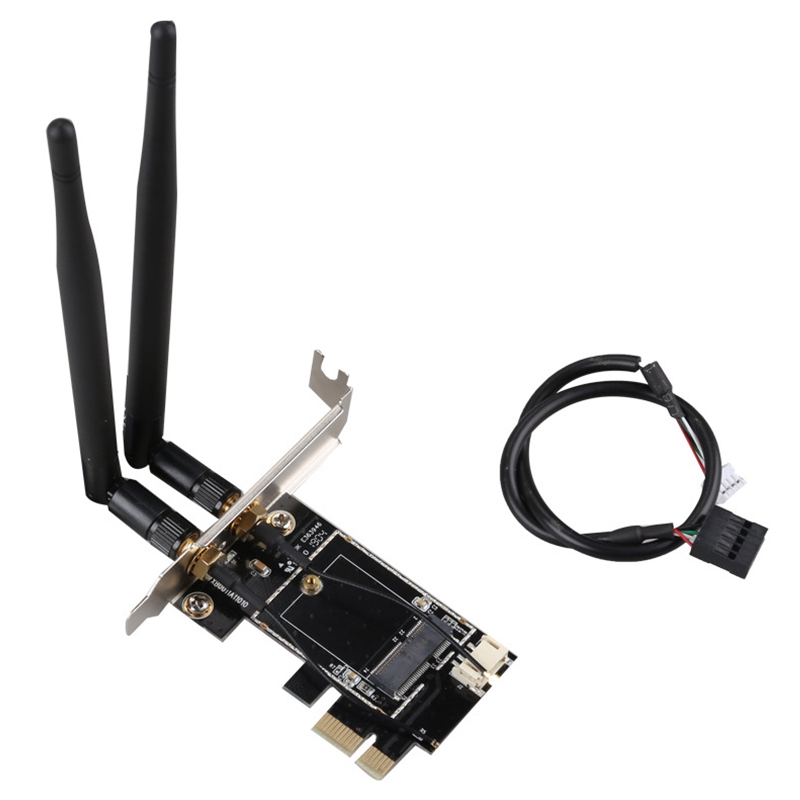 PCI-E X1 To M.2 NGFF E-Key เครือข่ายไร้สาย WiFi อะแดปเตอร์การ์ดแปลงสัญญาณบลูทูธสำหรับพีซีตั้งโต๊ะ